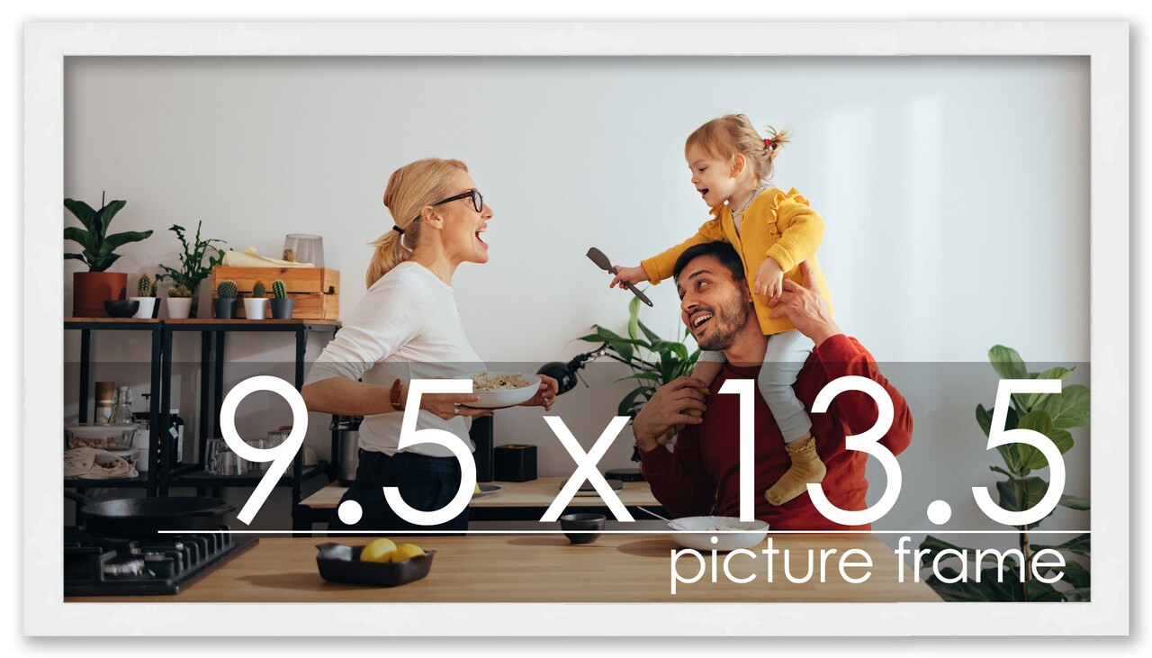 9.5x13.5 Solid Wood Picture Frame with UV-Resistant Acrylic & Acid-Free Backing, Available in 6 Finishes: Matte Black, Matte White, Metallic Bronze, Silver, Natural Wood Grain & Mahogany